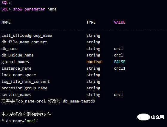 oracle怎么修改db name