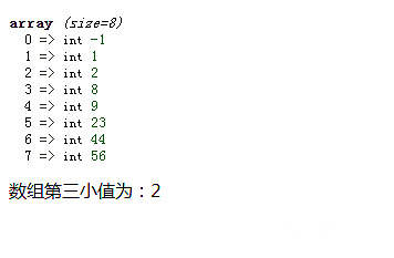 php怎么求数组第三小值