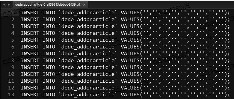 织梦DedeCMS在PHP7后台数据备份文件没有值空白